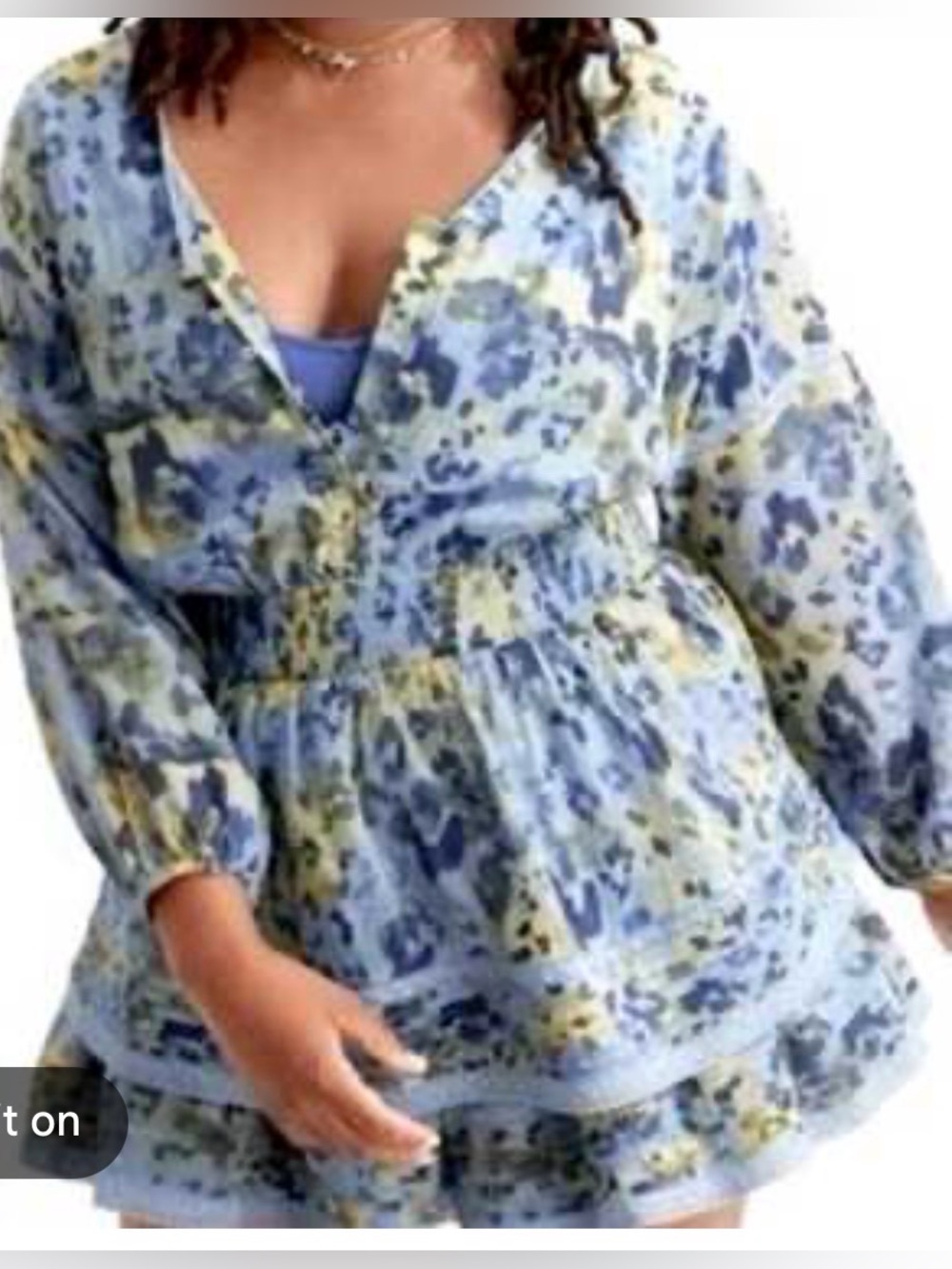 Aerie Rock n Ruffle animal print mini dress blue and green flowy size small